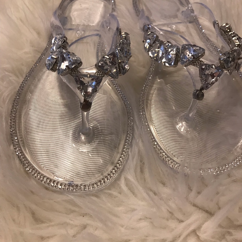 Fancy Clear Rhinestone Jelly Sandals - Picture 6 of 9
